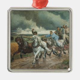 Vintage Fire Engine (av Eugène Burnand) Julgransprydnad Metall