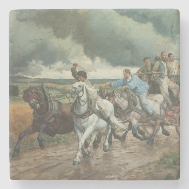 Vintage Fire Engine (av Eugène Burnand) Stenunderlägg (Framsidan)