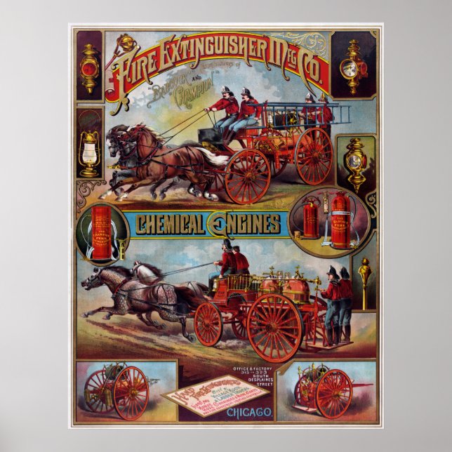 Vintage Fire Extinguisher Advertising Poster (Framsidan)