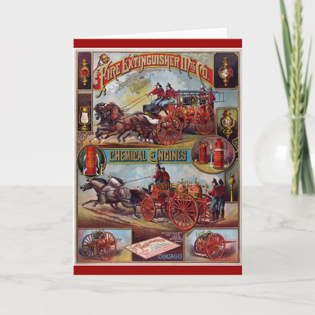 Vintage Fire Extinguisher Reklam Kort (Framsida)