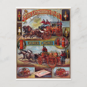 Vintage Fire Extinguisher Reklam Vykort