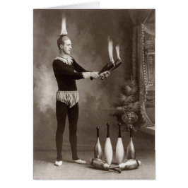 Vintage Fire Juggler Hälsningskort
