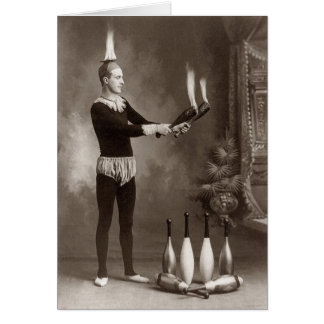 Vintage Fire Juggler Hälsningskort