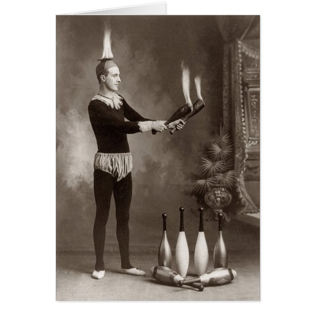 Vintage Fire Juggler Hälsningskort (Framsidan)