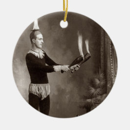 Vintage Fire Juggler Julgransprydnad Keramik
