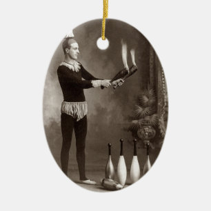 Vintage Fire Juggler Julgransprydnad Keramik