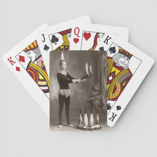 Vintage Fire Juggler Spel Kort (Baksidan)