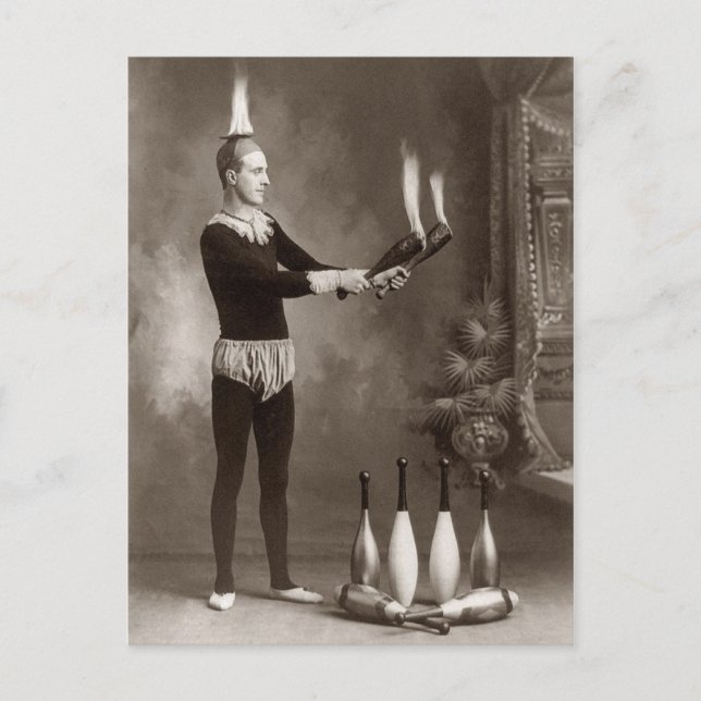 Vintage Fire Juggler Vykort (Framsida)