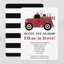 Vintage Fire Lastbil Birthday-inbjudan Inbjudningar