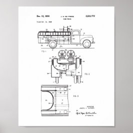 Vintage Fire Lastbil Patent Poster, brandman Poster