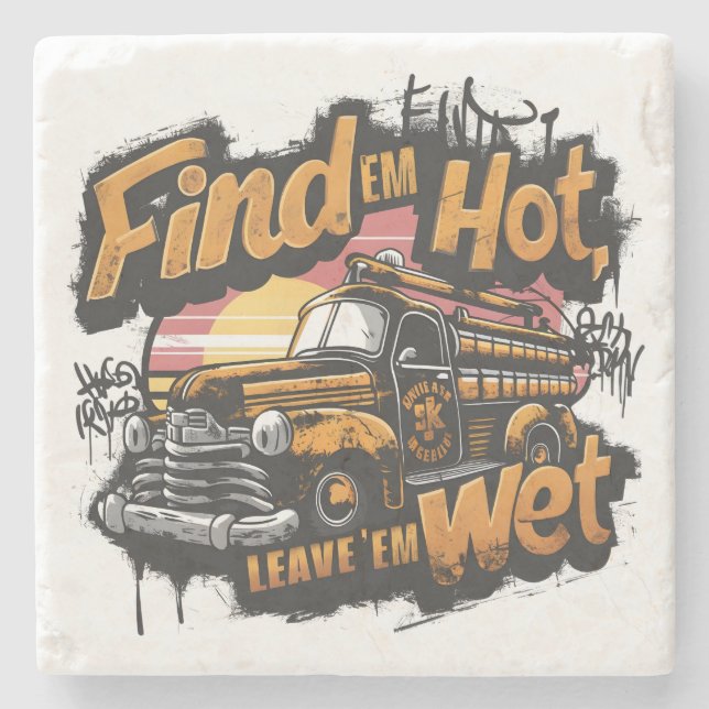 Vintage Fire Lastbil Sunset Graphic Stenunderlägg (Framsidan)