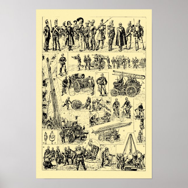 Vintage Firefighter Art Poster (Framsidan)