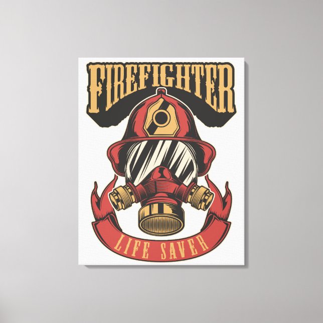 Vintage Firefighter Helmet Canvas Print (Framsida)