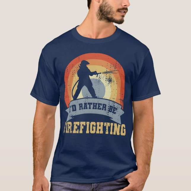 Vintage Firefighting Quote girl T Shirt (Framsida)