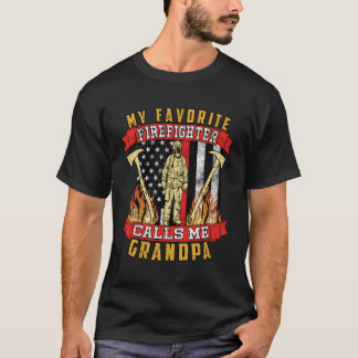 Vintage Fireman Red Line Flagga Firefighter Grandp T Shirt
