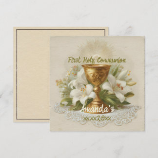 Vintage First Holy Communion Chalice White Lilies Kort