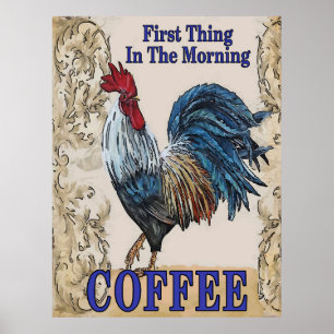 Vintage First Sak, kaffe, blåhöns Poster