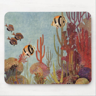 Vintage Fish in Ocean, Tropical Coral Angelfish Musmatta