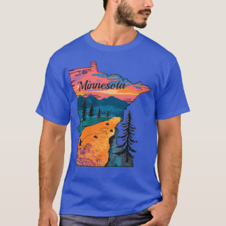 Vintage Fish Minnesota State Karta MN Flygfiske T Shirt