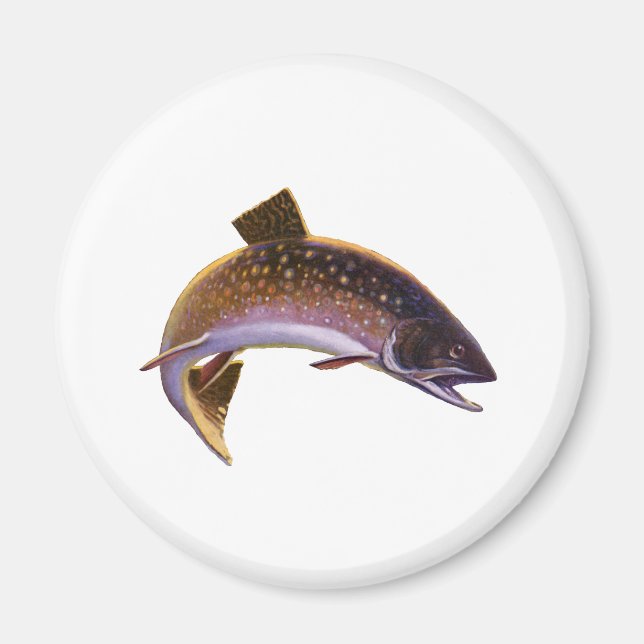 Vintage Fish, sportfiskare Magnet (Framsidan)