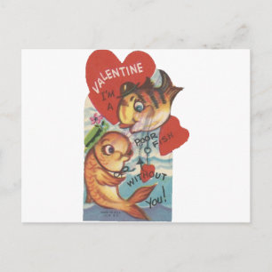 Vintage Fish Valentine Helg Vykort