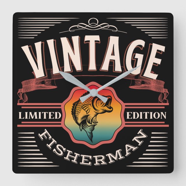 VINTAGE FISHERMAN LIMITED EDITION   FYRKANTIG KLOCKA (Framsida)