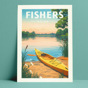 Vintage Fishers Indiana Vykort