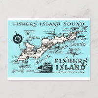 Vintage Fishers Island NY Karta