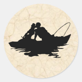 Vintage Fishing Älskare Sticker Runt Klistermärke
