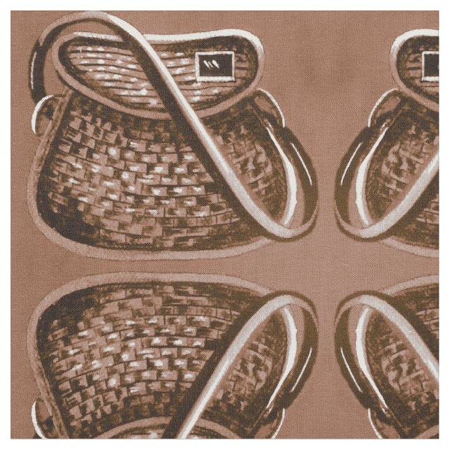 Vintage Fishing Antique Basket Fabric Tyg (Närbild)
