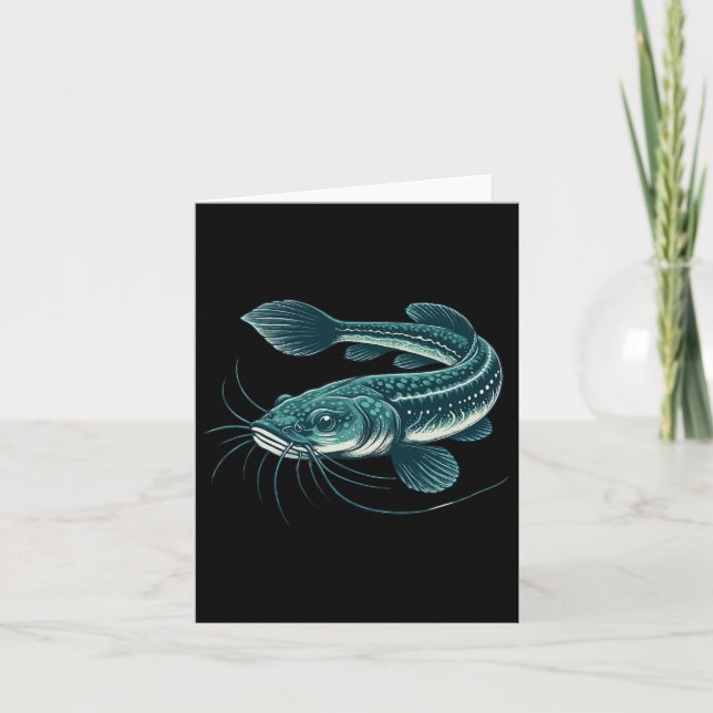 Vintage Fishing Artwork Walking Catfish Kort (Framsida)