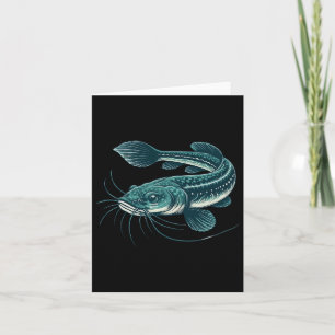 Vintage Fishing Artwork Walking Catfish Kort