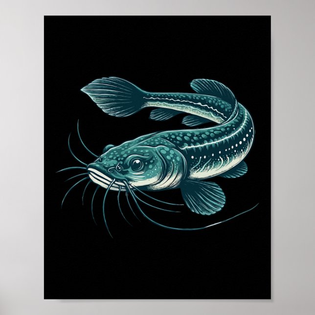 Vintage Fishing Artwork Walking Catfish Poster (Framsidan)