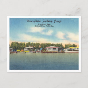 Vintage Fishing Camp Longboat Nyckel Sarasota Flor Vykort