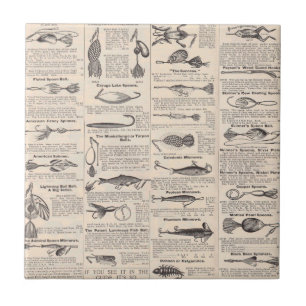 Vintage Fishing Lures: Antique 1900-talet Fisherma Kakelplatta