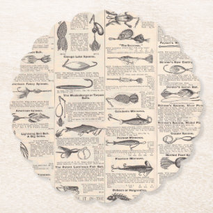 Vintage Fishing Lures: Antique 1900-talet Fisherma Underlägg Papper