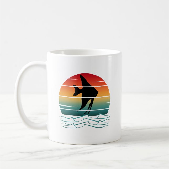 Vintage Fisk Solnedgång Fiske Kaffemugg (Vänster)