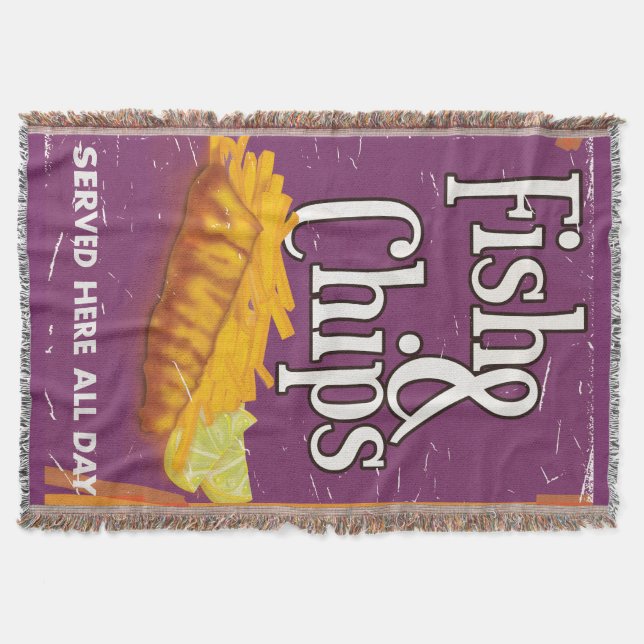 Vintage Fiskar och chip Poster Mysfilt (Framsidan)