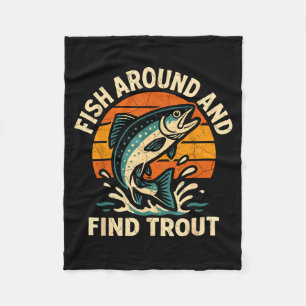 Vintage Fiskar Runt Och Hitta Öring Fiskare Fiske Fleecefilt