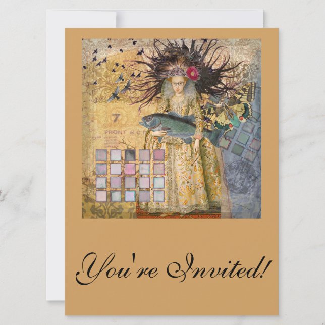 Vintage Fiskarna Kvinna Gotisk Klassiker Inbjudningar (Framsida)