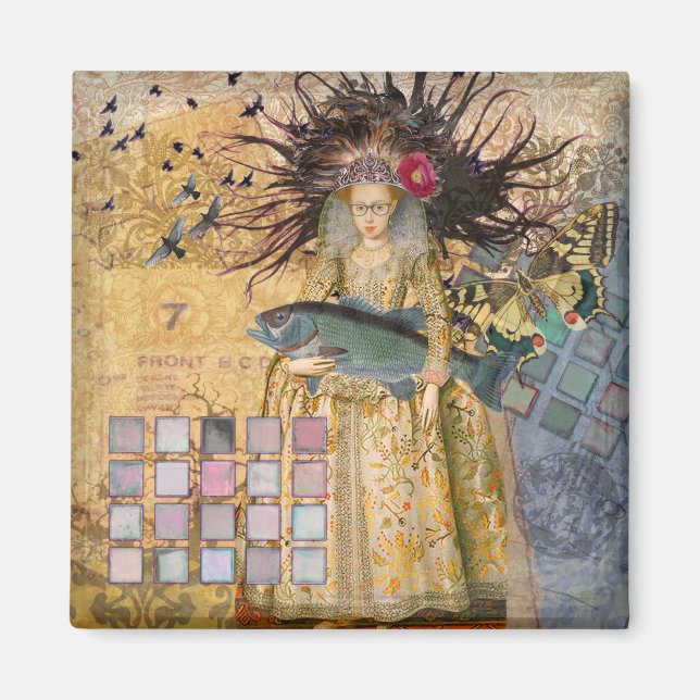 Vintage Fiskarna Kvinna Gotisk Klassiker Magnet (Framsidan)