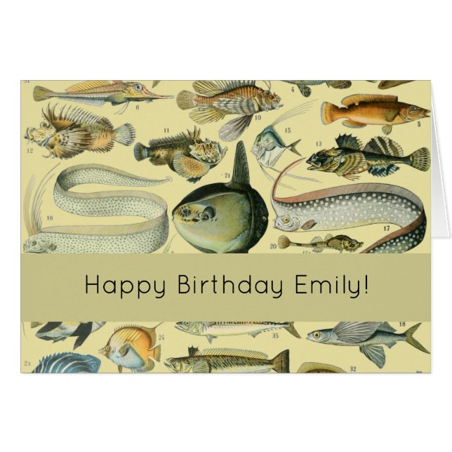 Vintage Fiskart Hälsningskort (Framsidan Horizontal)