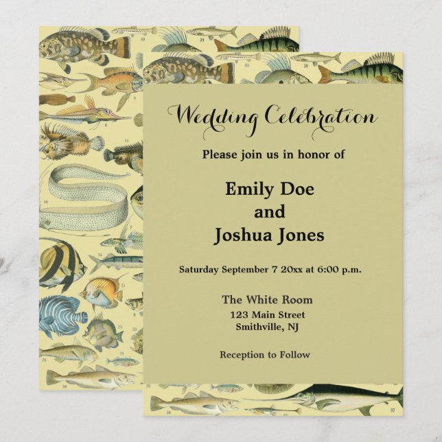 Vintage Fiskart Inbjudningar (Fram/baksida)