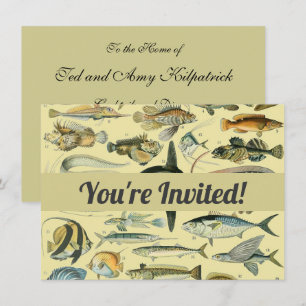 Vintage Fiskart Inbjudningar