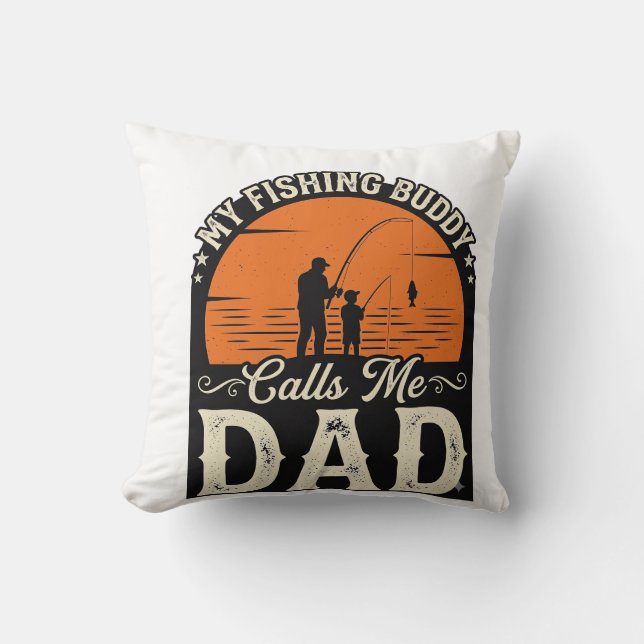 Vintage Fiske Buddy Pappa Shirt Design_1 Kudde (Framsida)