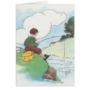 Vintage Fiske Hälsningskort