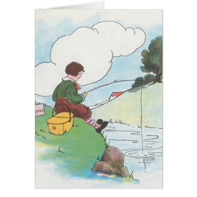 Vintage Fiske Hälsningskort (Framsidan)