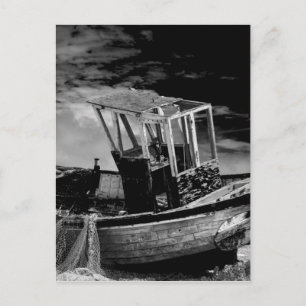 Vintage fiskebåt. vykort