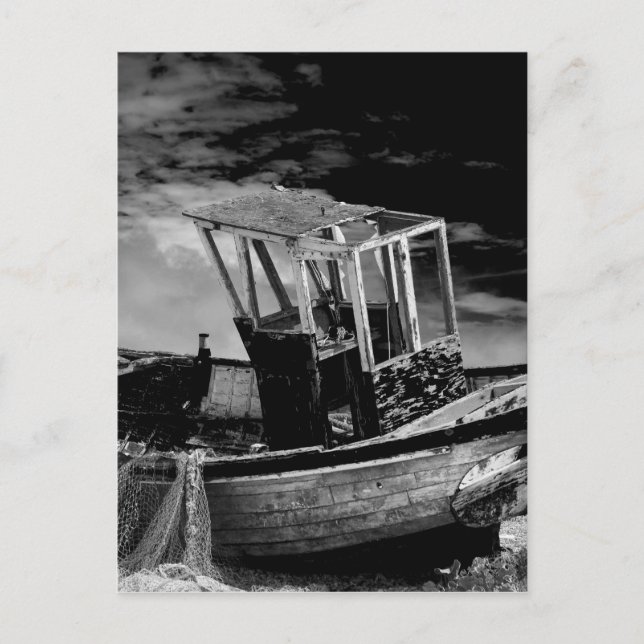 Vintage fiskebåt. vykort (Framsida)