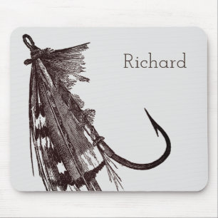 Vintage Fiskefält med fjädrar Musmatta